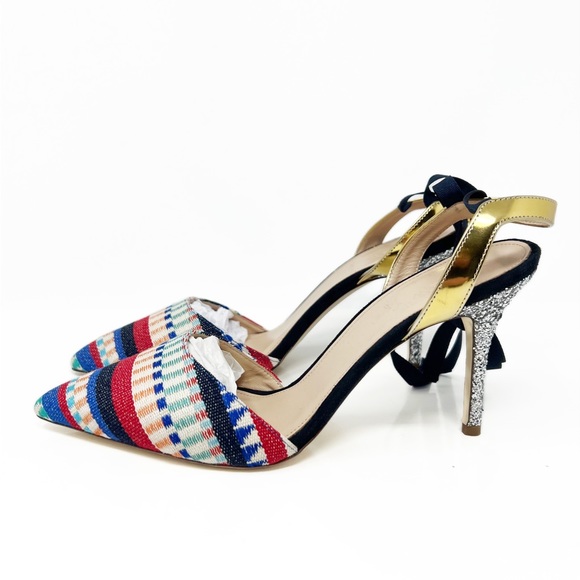 SOLD! J.CREW Elsie Geometric Bow Ankle Tie Pumps Made in Italy - Picture 3 of 12